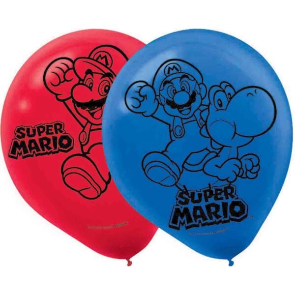6 Super Mario Bros 30cm Latex Balloons