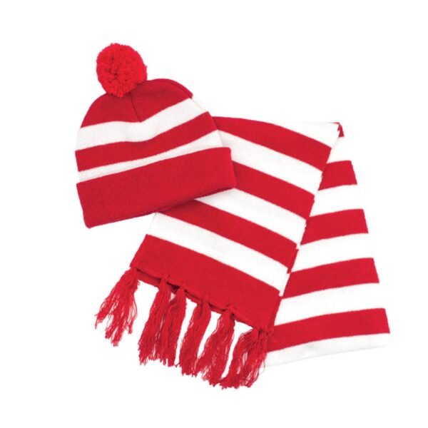 Red & White Beanie & Scarf Set