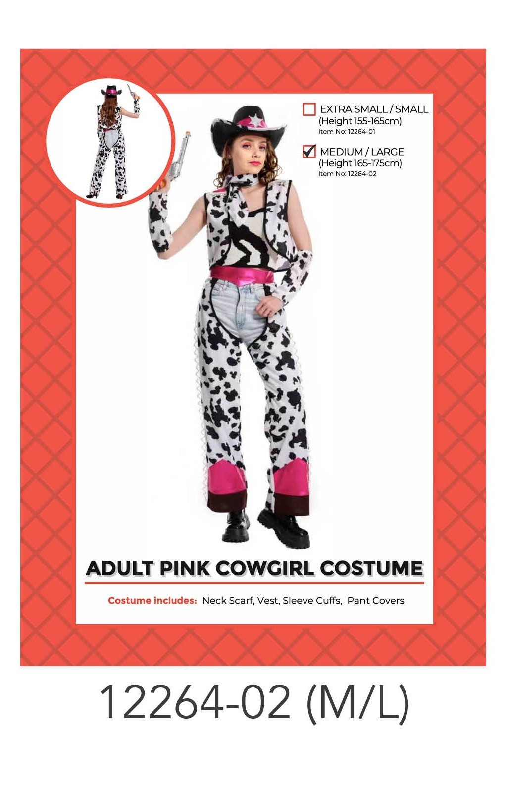 Adult Cowprint Cowgirl Costume M/L