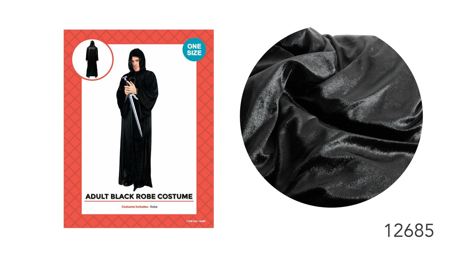 Adult Black Robe Costume (Velvet fabric)