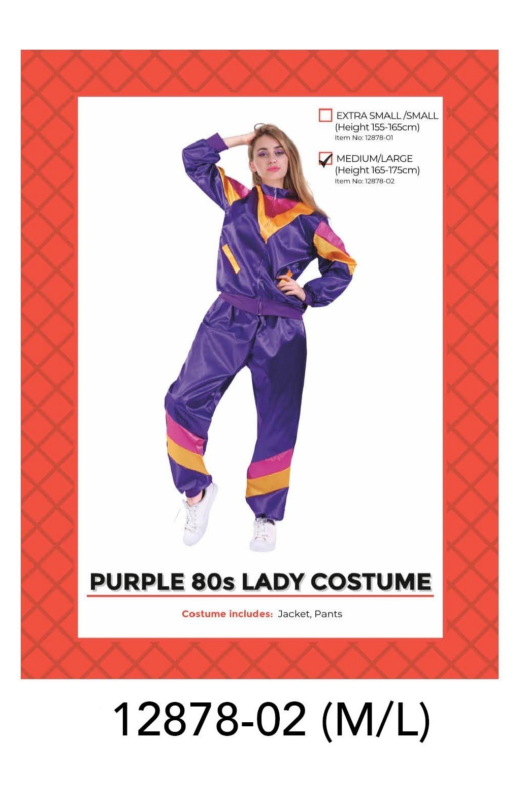 Adult 80s Lady Track Suit Costume (Purple) L/XL