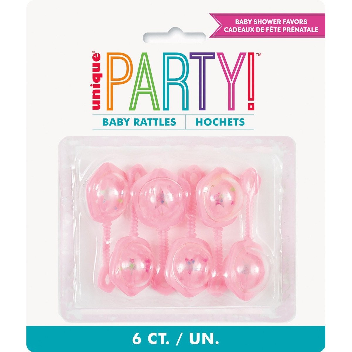 6 BABY RATTLES - PINK