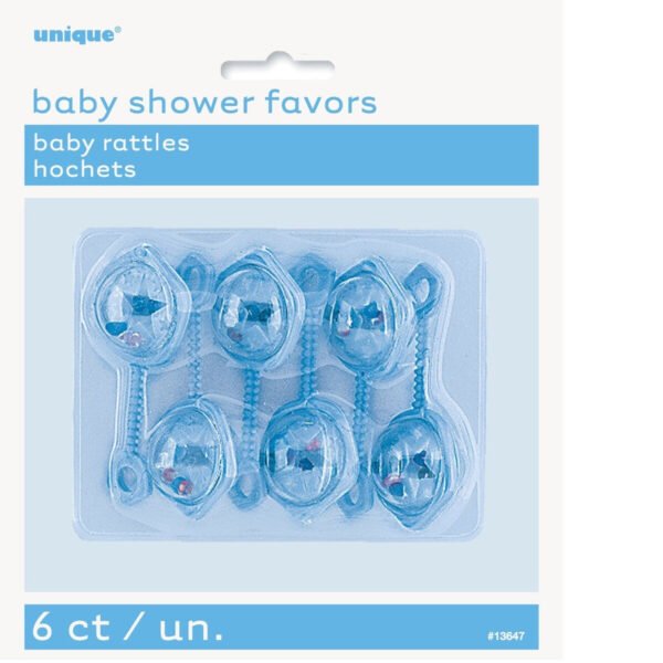 6 BABY RATTLES - BLUE