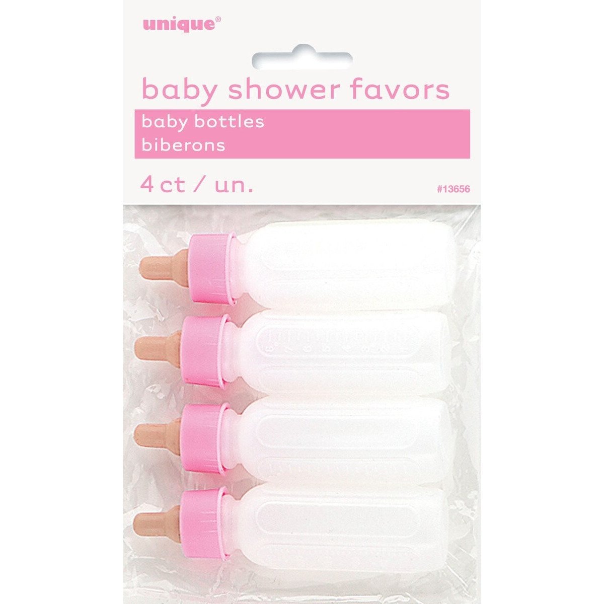 4 BABY BOTTLES W/PINK TOP