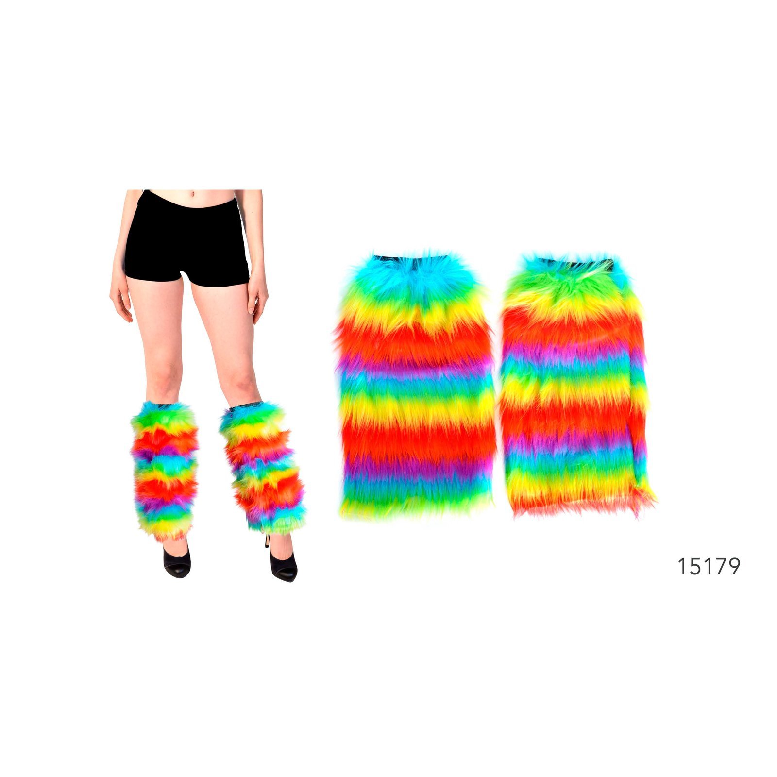 Fluffy leg warmers rainbow