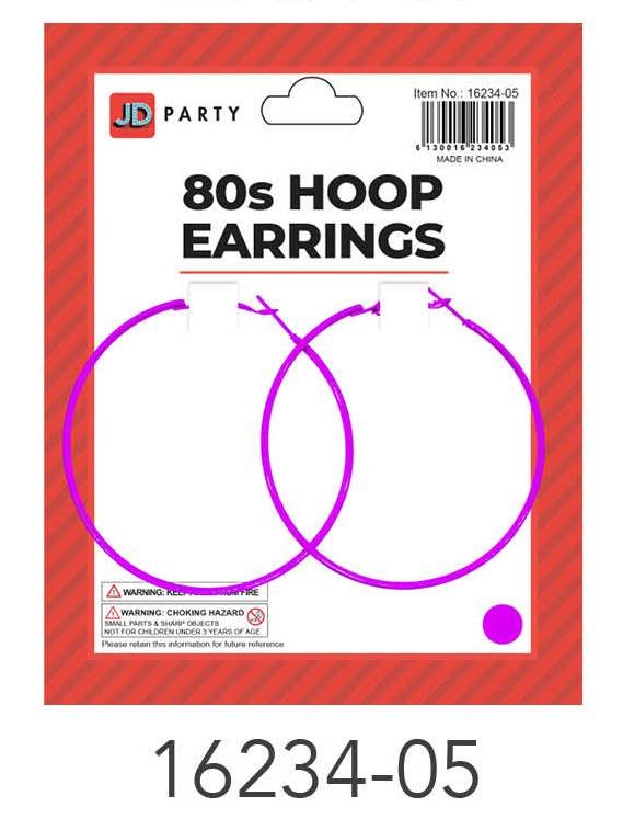 80s Hoop Earrings (Purple)