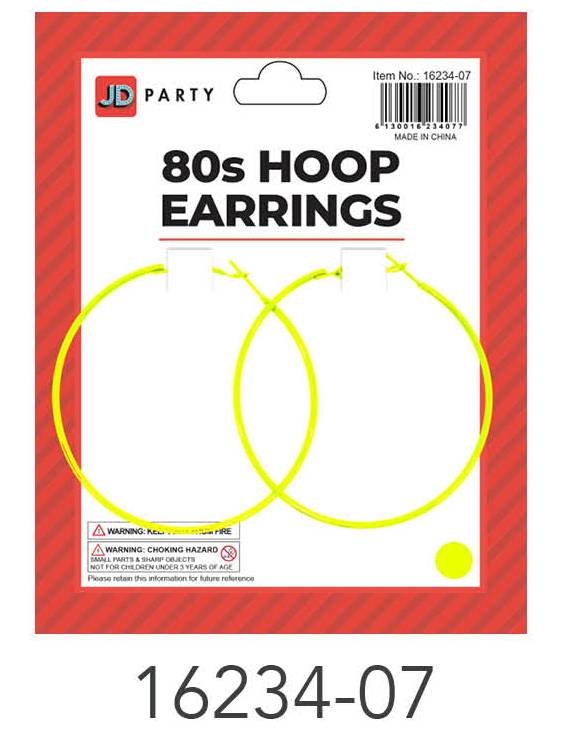 80s Hoop Earrings (Yellow)