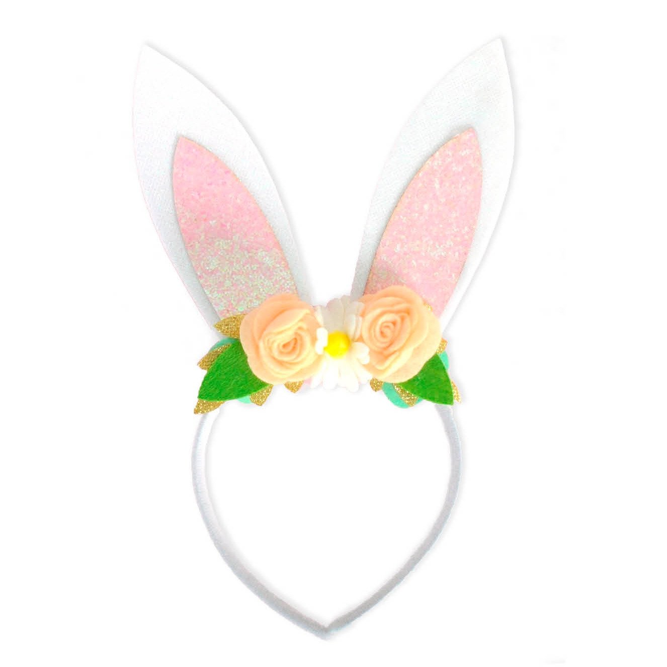 Deluxe Bunny with Flowers headband