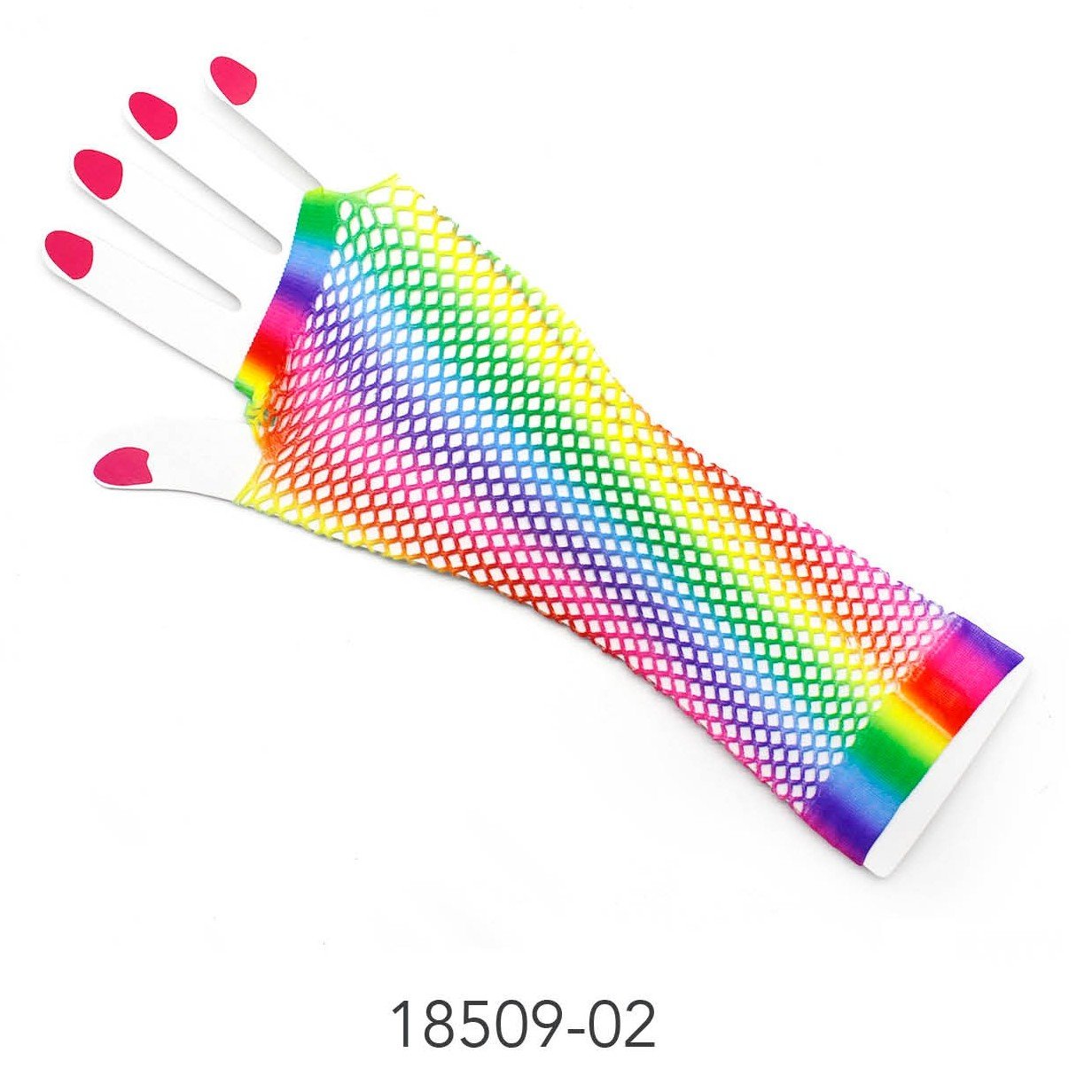 Fishnet Glove (Long ) (Rainbow Vertical)