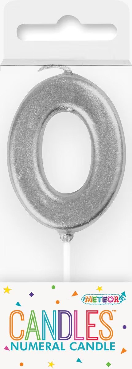 MINI SILVER NUMERAL CANDLE - 0