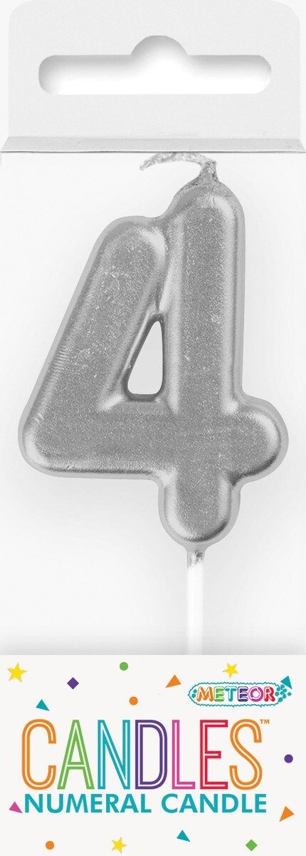 MINI SILVER NUMERAL CANDLE - 4