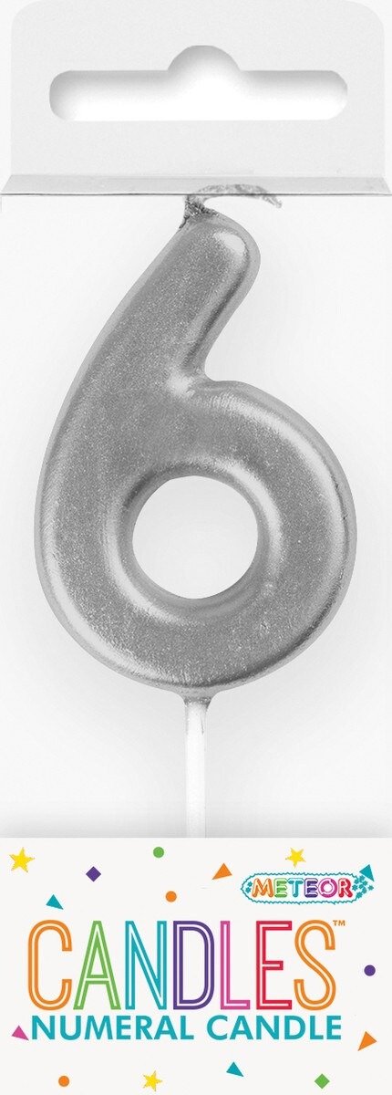 MINI SILVER NUMERAL CANDLE - 6
