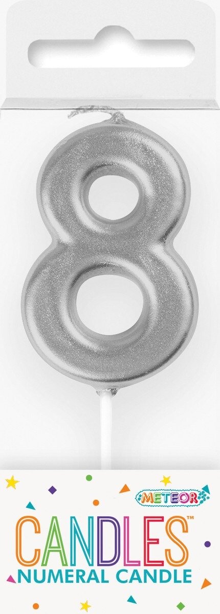 MINI SILVER NUMERAL CANDLE - 8