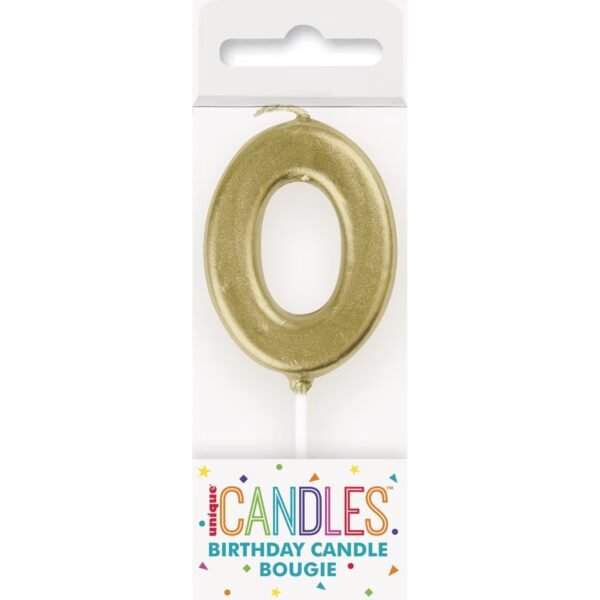 MINI GOLD NUMERAL CANDLE - 0