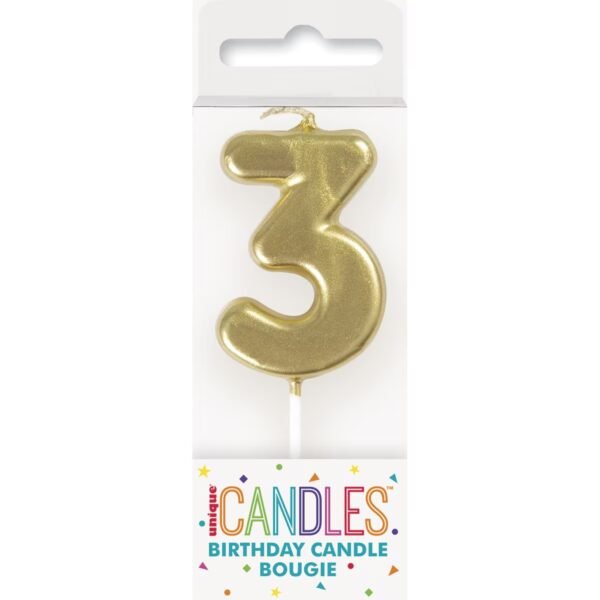 MINI GOLD NUMERAL CANDLE - 3
