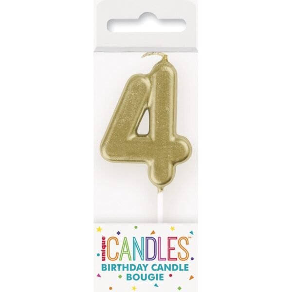 MINI GOLD NUMERAL CANDLE - 4