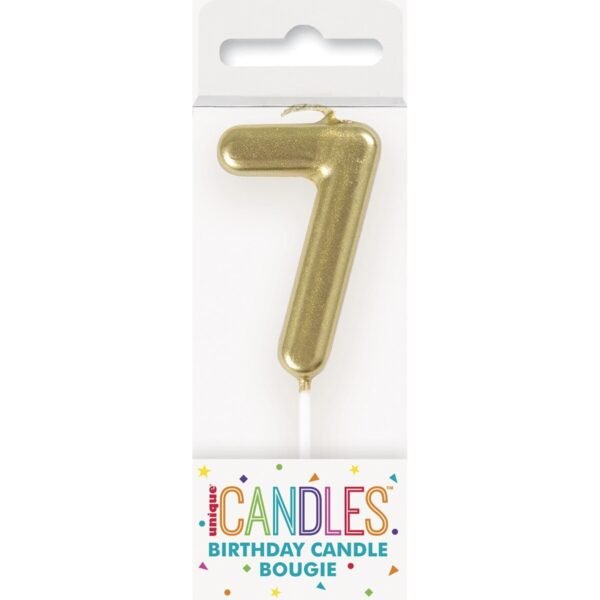 MINI GOLD NUMERAL CANDLE - 7