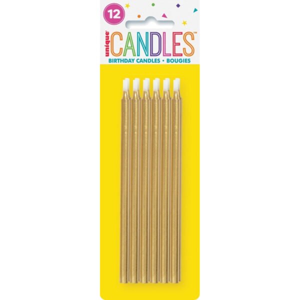 12 GOLD CANDLES - 5"