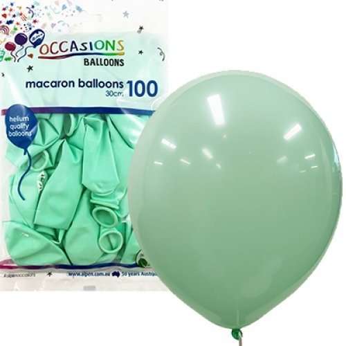 Pastel 30cm Latex Balloons 100pk - Green