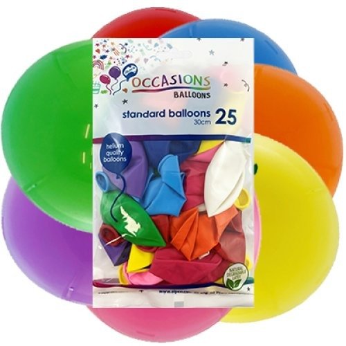Standard 30cm Latex Balloons 25pk - Assorted