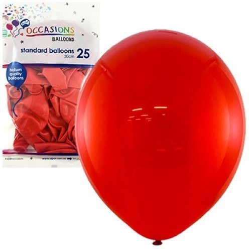 Standard 30cm Latex Balloons 25pk - Red