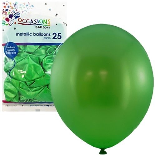 Metallic 30cm Latex Balloons 25pk - Lime