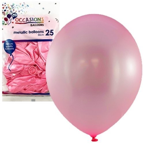 Metallic 30cm Latex Balloons 25pk - Light Pink