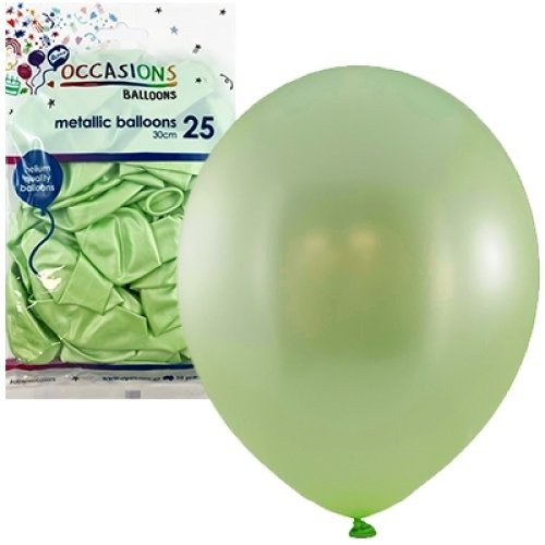 Metallic 30cm Latex Balloons 25pk - Mint