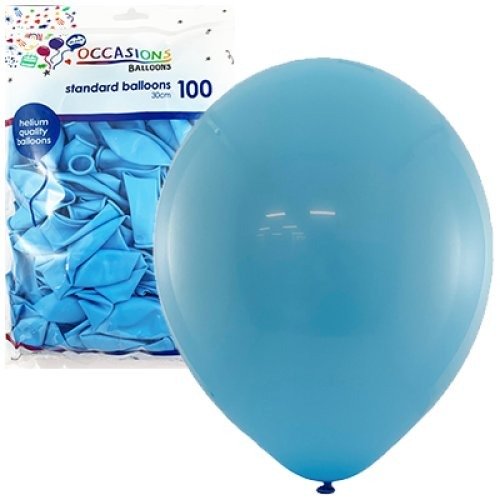 Standard 30cm Latex Balloons 100pk -LT BLUE 30cm