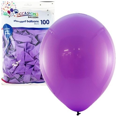 Standard 30cm Latex Balloons 100pk -PURPLE 30cm