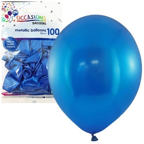 Metallic 30cm Latex Balloons 100pk - Royal Blue