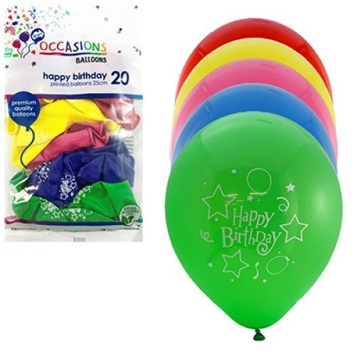 Happy Birthday Print Balloons 20pk