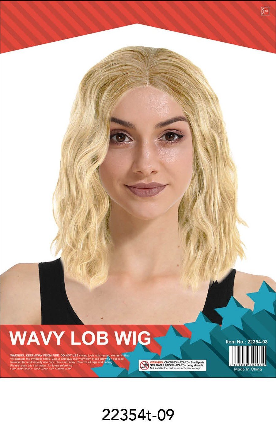 Lob Wavy Middle Part Wig (Blonde)