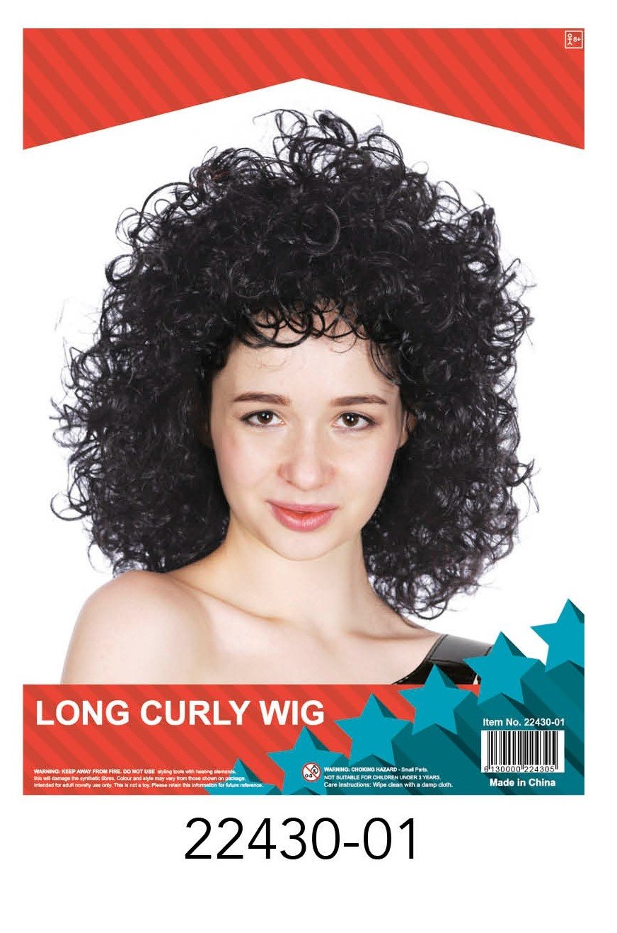 Lady Long Curly Wig (Black)