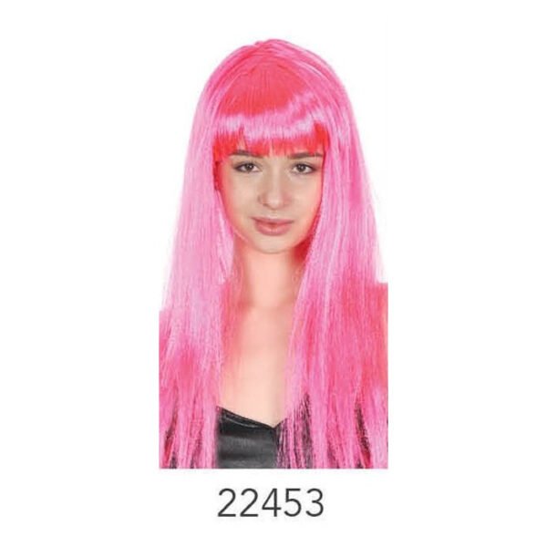 Long Wig with Fringe Hot Pink