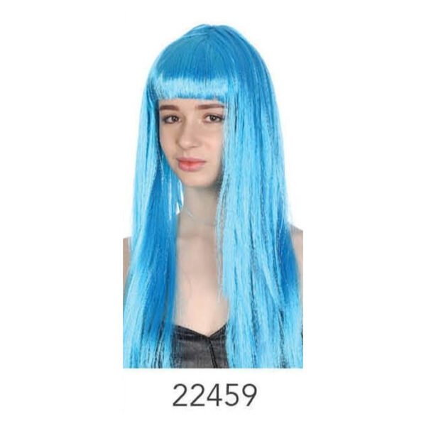 Long Wig with Fringe Light Blue