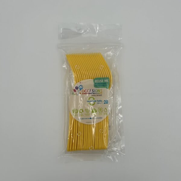 Yellow Plastic Fork Pack 20