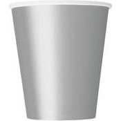 Silver 270ml paper cups - 8pk