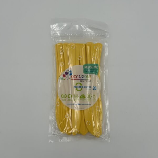 Yellow Plastic Knife Pack 20