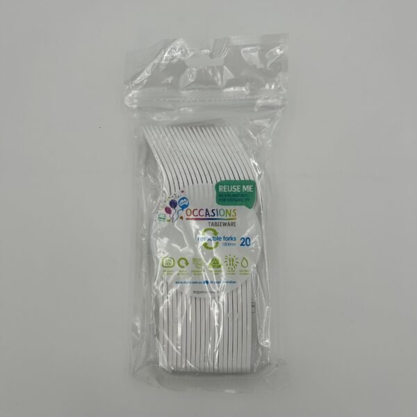 White Plastic Fork Pack 20