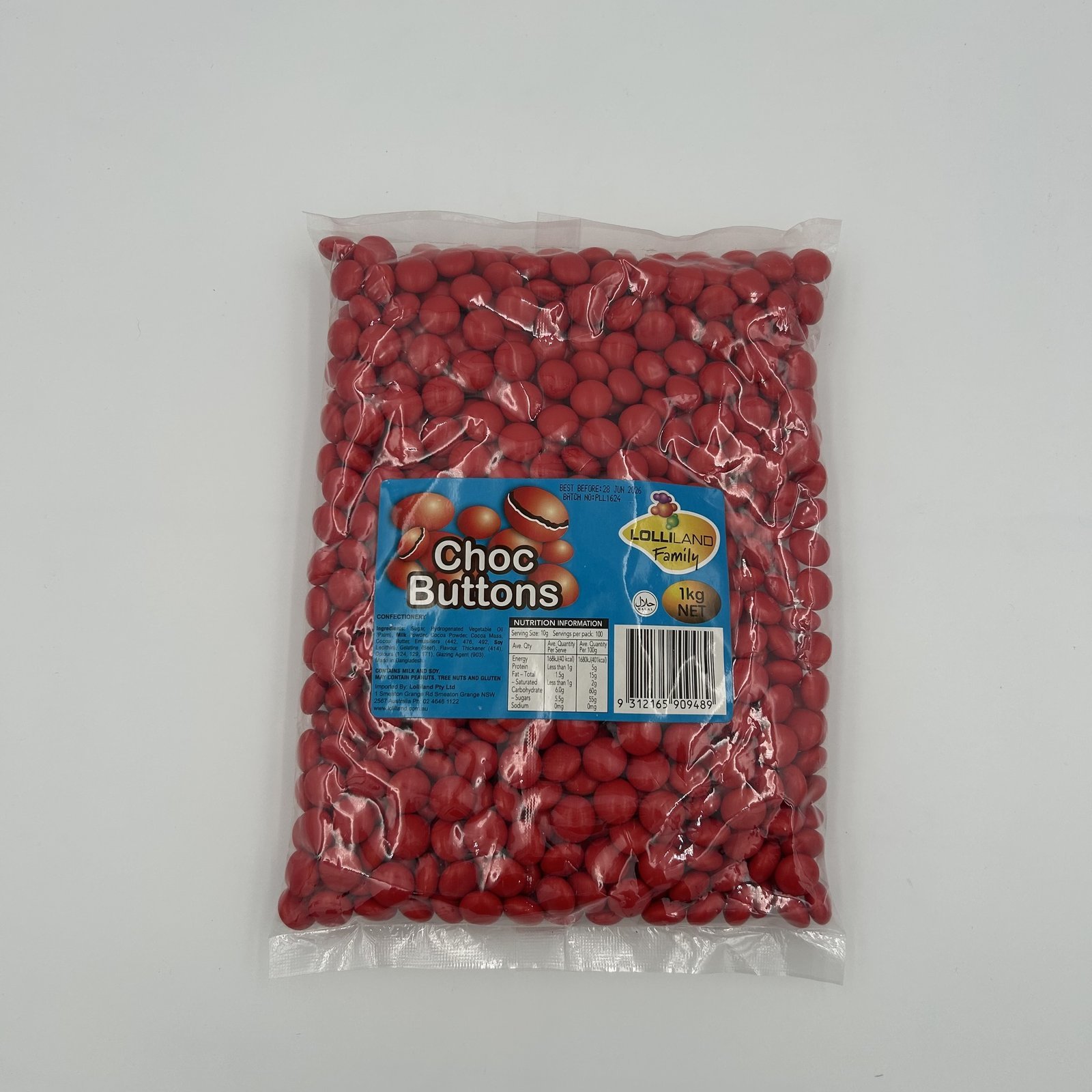 Choc Buttons Red 1kg