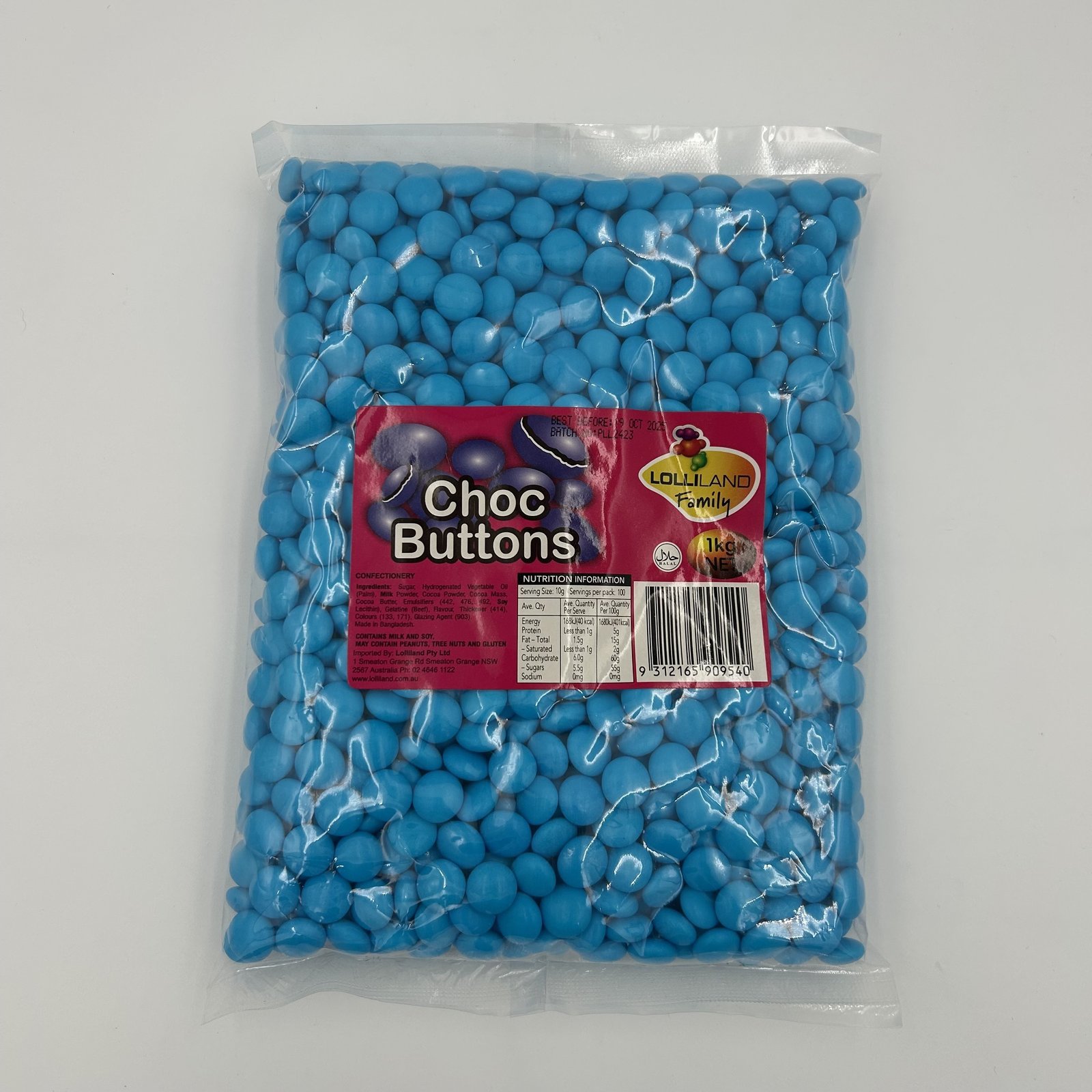 Choc Buttons Blue 1kg