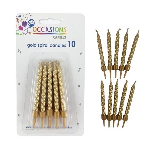 CANDLE B/DAY GOLD 10 WITH HOLDERS