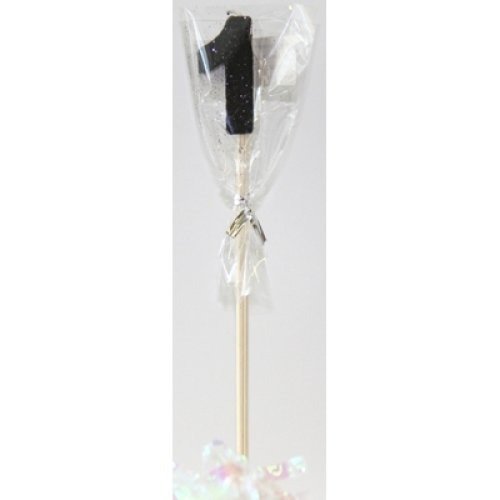CANDLE BLACK GLITTER LONG STICK #1