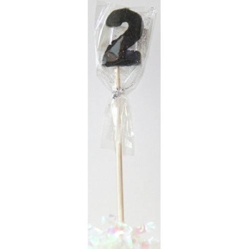 CANDLE BLACK GLITTER LONG STICK #2