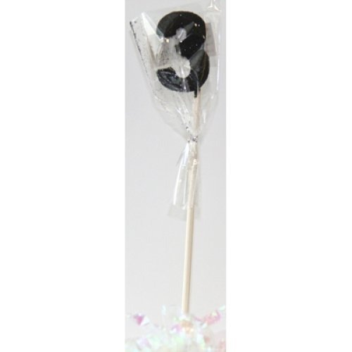 CANDLE BLACK GLITTER LONG STICK #3