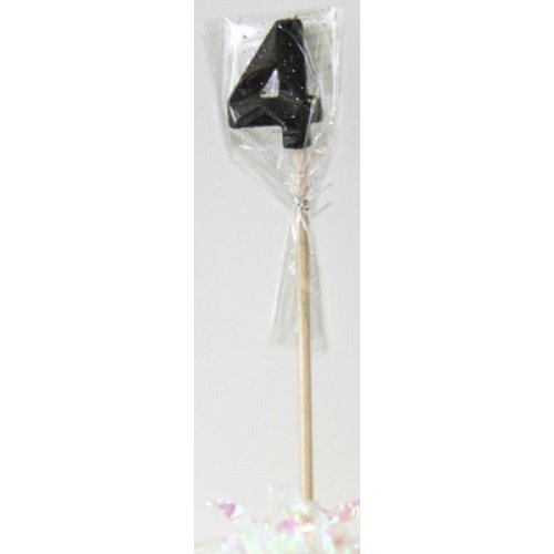 CANDLE BLACK GLITTER LONG STICK #4