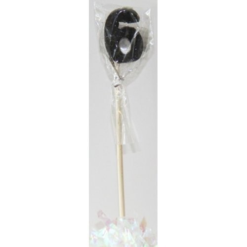 CANDLE BLACK GLITTER LONG STICK #6