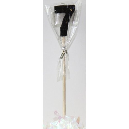 CANDLE BLACK GLITTER LONG STICK #7