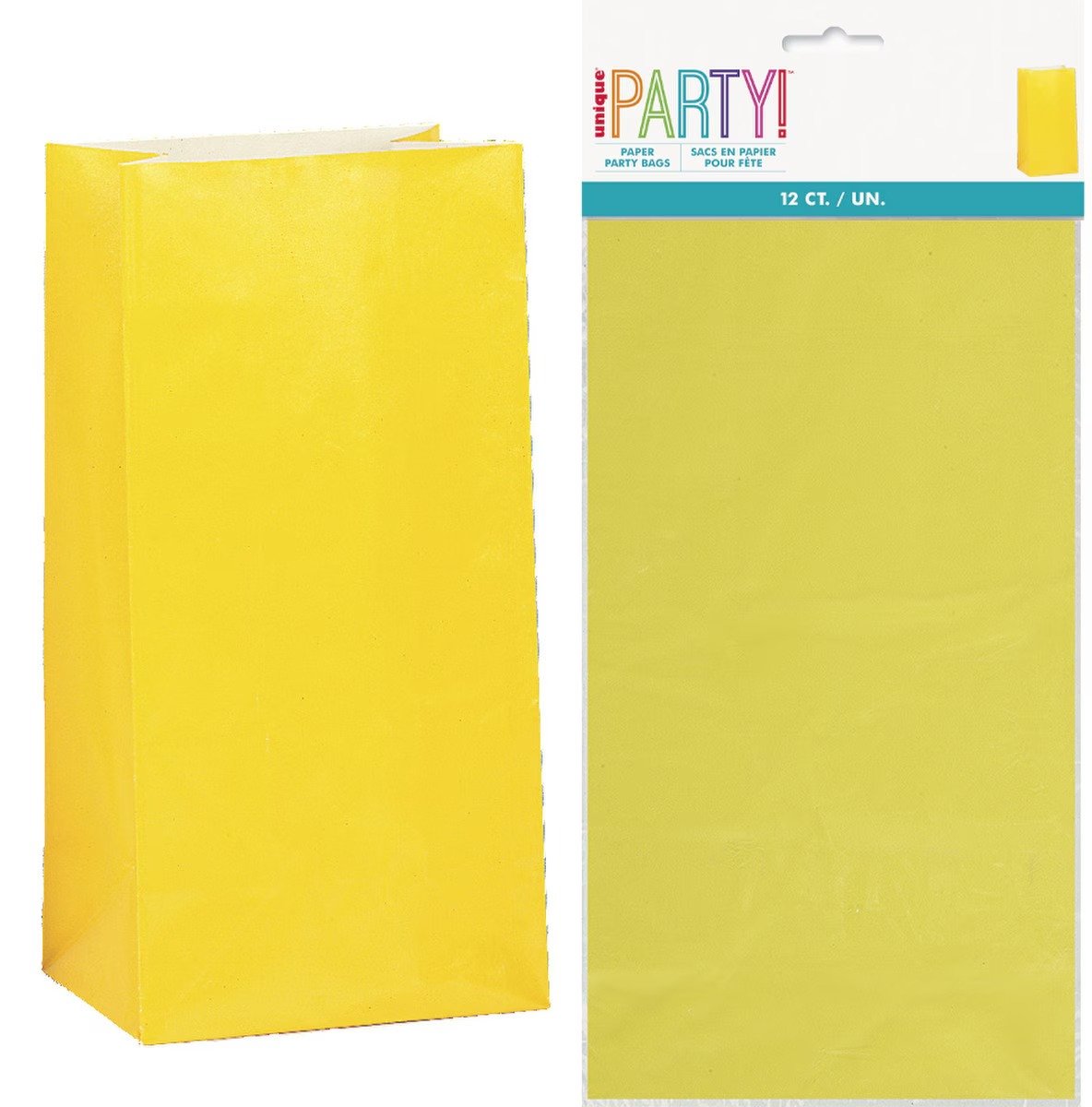 PAPER BAGS - YELLOW 12pk